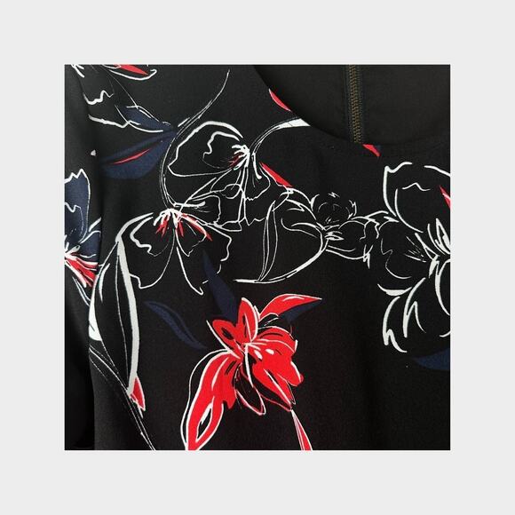 Halogen Marybeth Floral Print Long Sleeve Mini Length Career Dress Size M - Picture 8 of 11